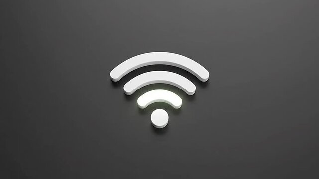 Wifi icon changing from no signal broadcast to connected 3d animation