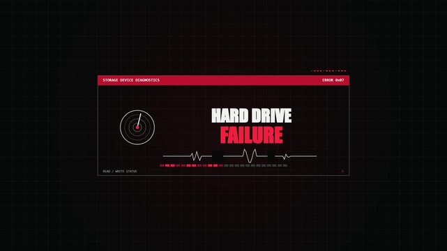 Hard Drive Failure Warning Message On Dark Digital Grid Interface