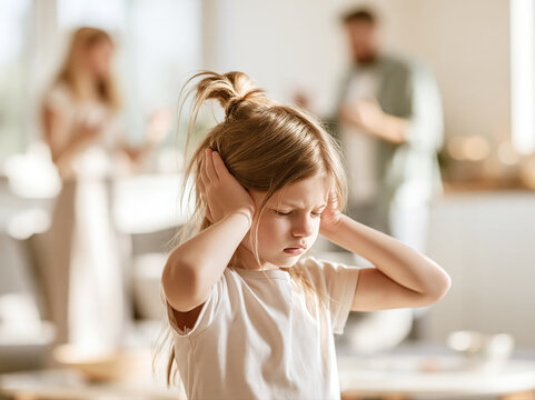 Child Covering Ears During Parents Argument
