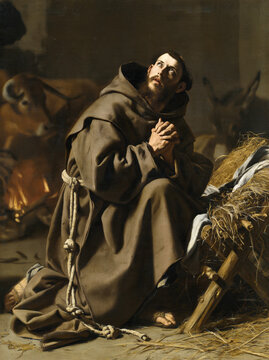 Saint Francis Praying in a Rustic Stable