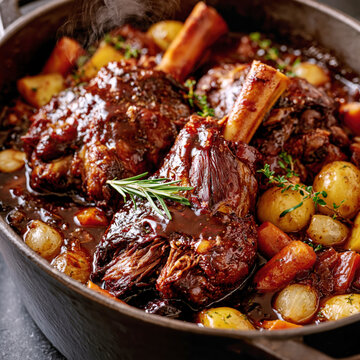 Slow-Braised Lamb Shanks in Rich Red Wine Sauce