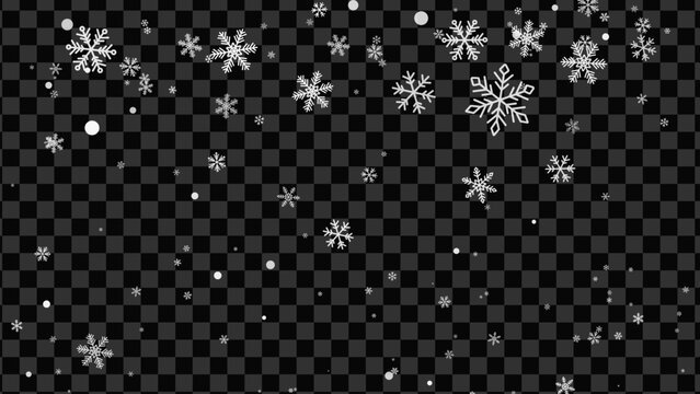 Large Falling Snowflakes, Christmas Snow on Transparent background