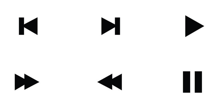 Black Next and Previous Media Control Icons for Video Navigation, Music Playback and Multimedia Player Interfaces