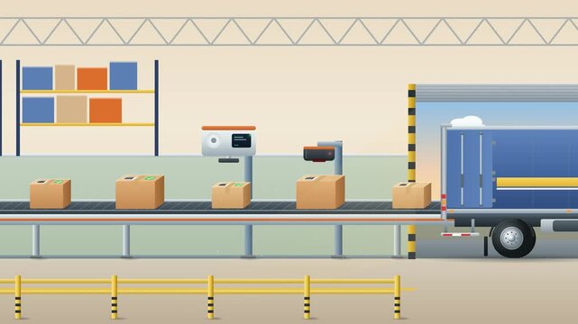 Automated Parcel Print and Apply Labeling System with Conveyor Belt and Scanner