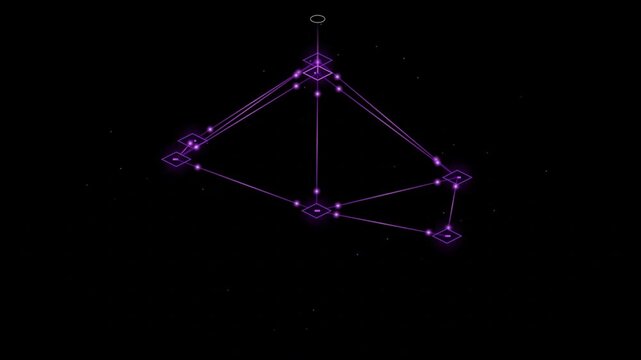 Abstract Isometric Cyberspace Cloud Network Seamless Loop with #ff0...