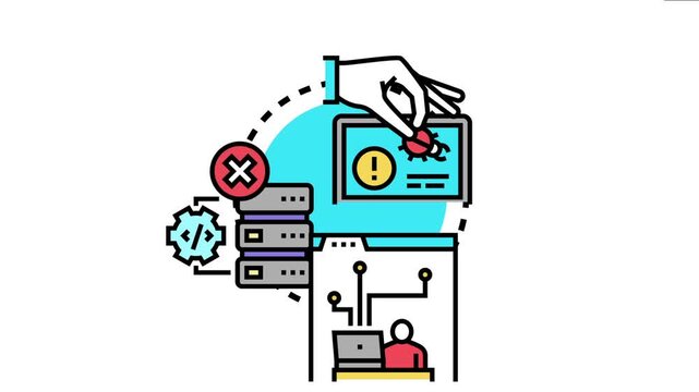 Cybersecurity specialist identifying and remediating potential software vulnerabilities through proactive scanning, securing applications and data on server infrastructure