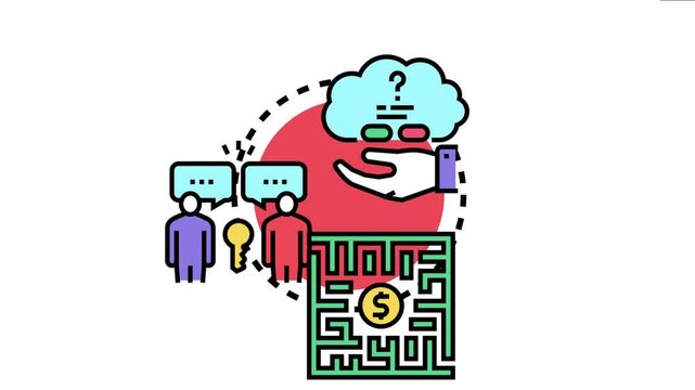 Creative individuals collaborating, sharing ideas, and discussing strategies to navigate complex challenges, find optimal solutions, and achieve financial success within a intricate maze