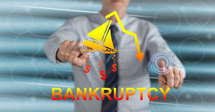 Man touching a bankruptcy concept