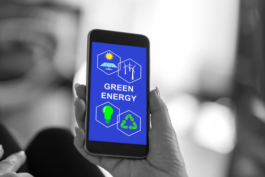 Green energy concept on a smartphone