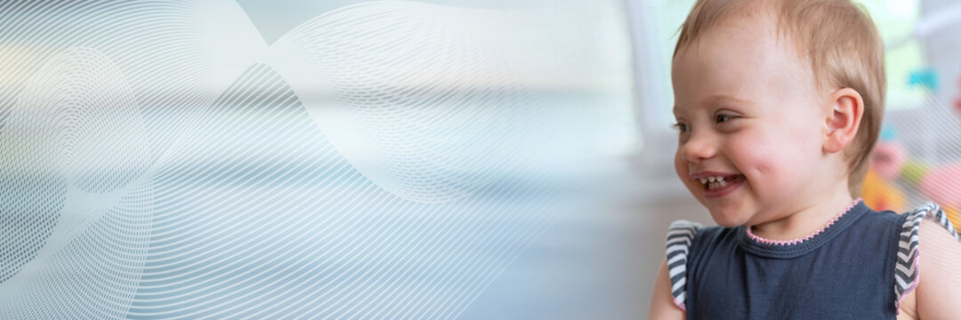 Portrait of happy baby girl; panoramic banner