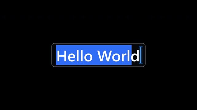 Typing hello world text in digital software interface