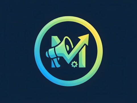 Marketing icon with megaphone and arrow modern vector graphic
