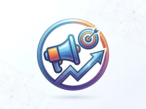 Marketing icon with megaphone and target vector illustration