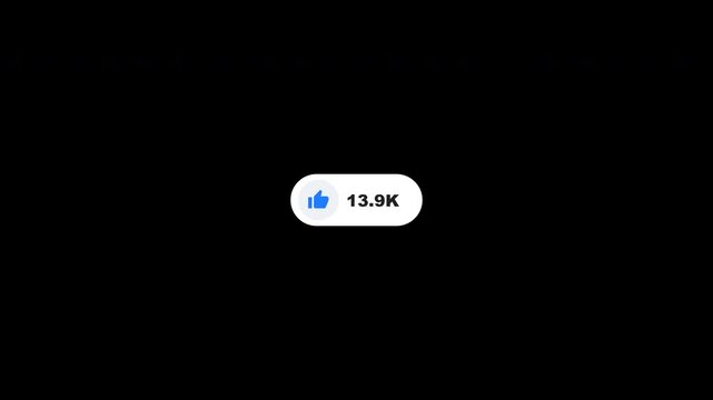 Social media like counter buttons with high numbers on black background