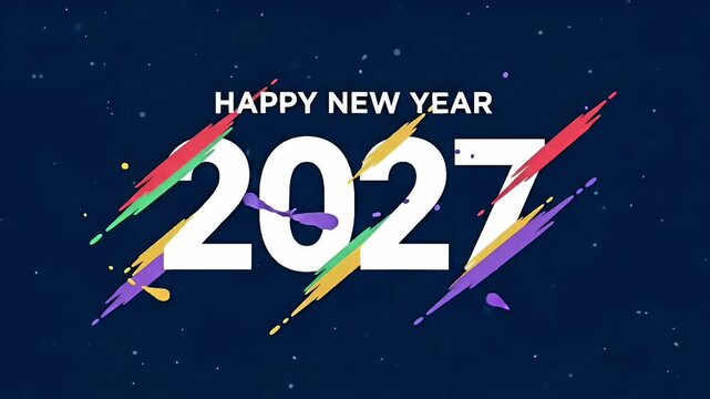 2027 year paint stroke animation loop with colorful brush splashes 3d render background
