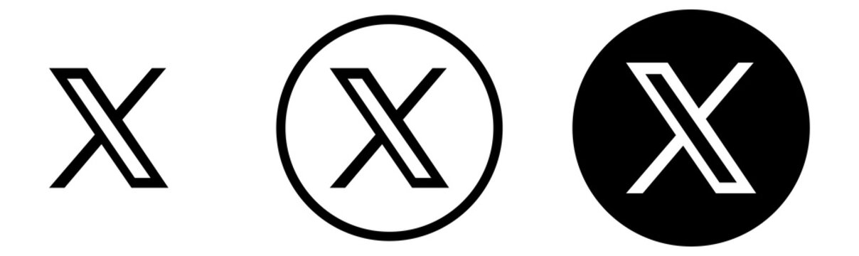 X Social Media Logo in Circular Outline for Online Discussions, News Updates, Social Networking and Website Profile Links