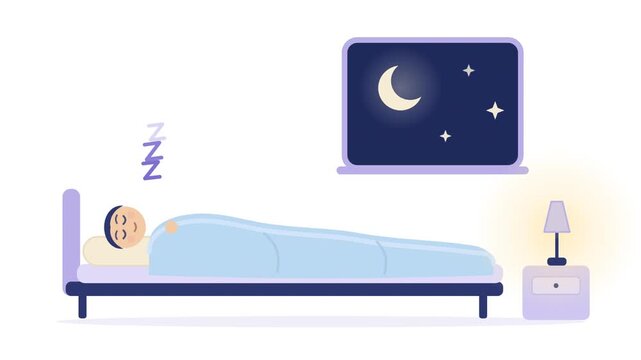 Animation of man sleeping soundly for mental health awareness