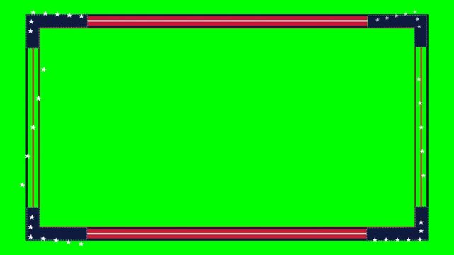 Patriotic decorative edge animation on green screen background
