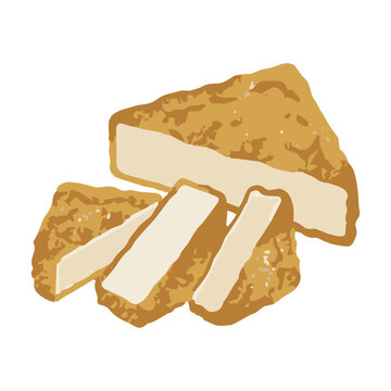 Printmaking Style Soy Product Vector Illustration Set with Tofu, Deep Fried Tofu and Fried Tofu／版画風の大豆製品（豆腐・厚揚げ・油揚げ）のベクターイラストセット