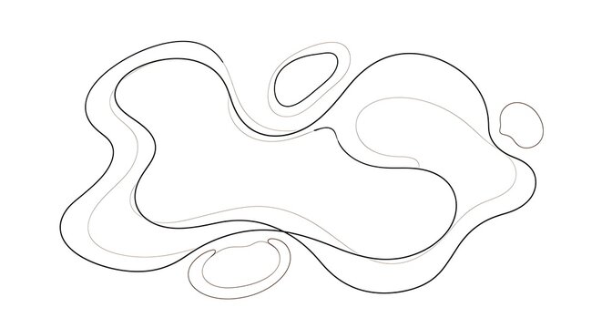Minimalist abstract liquid fluid contour lines design featuring elegant black shapes against clean white background