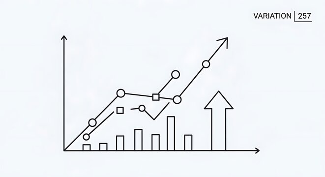 Minimalist line art graph showing upward financial growth and business success trends