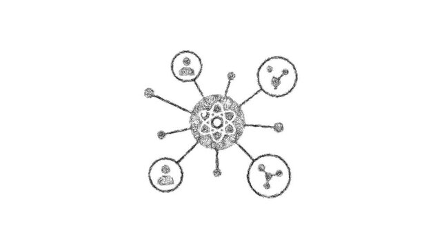 Sketch scientific network icon animation - smooth progressive reveal