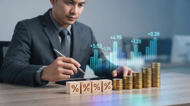 Financial Growth Concept with Stack of Coins and Upward Arrow for Investment Success