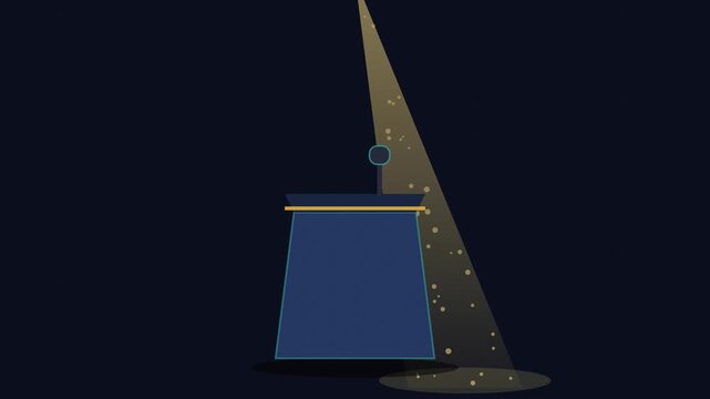 Podium With Microphone Under Golden Spotlight Animation