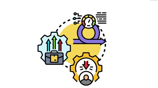 Business concept visualising productivity improvement. Analysing performance. And developing effective strategies through iterative processes. Agile development