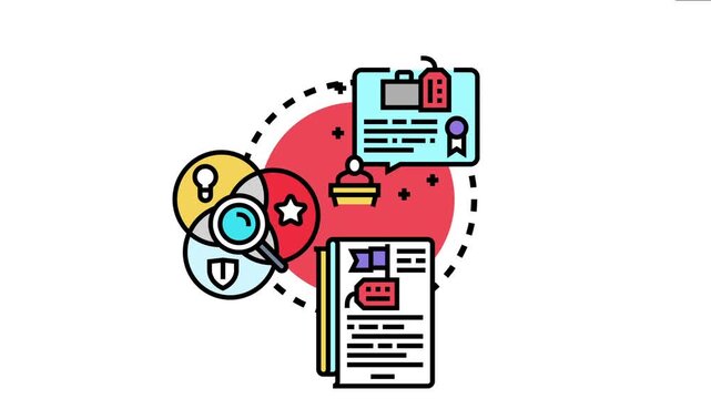 Professional credibility concept visualizing a process of building reputation through certification, sharing knowledge, and demonstrating competence, leading to trust and a strong professional image