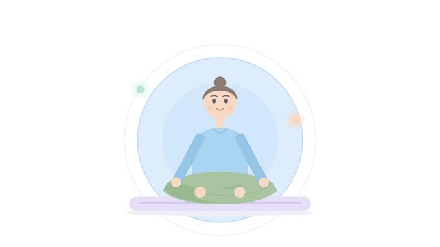 Minimalist animation of women meditating for mental health awareness