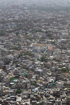 overpopulated city full of houses in India