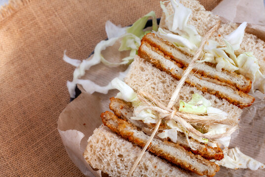 Rustic Chicken Katsu Sandwiches Tied with Twine