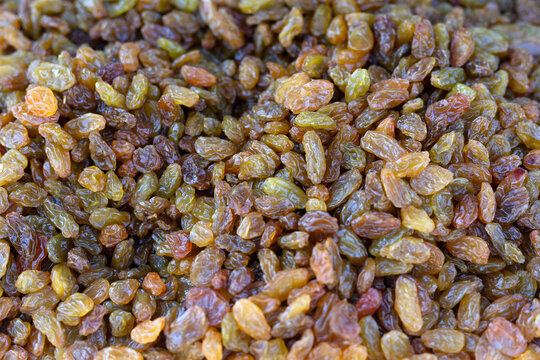 Closeup of Raisins on a French market stall