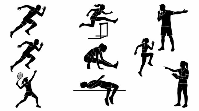 Collection of Athlete Silhouette Vectors in Various Sports Poses
