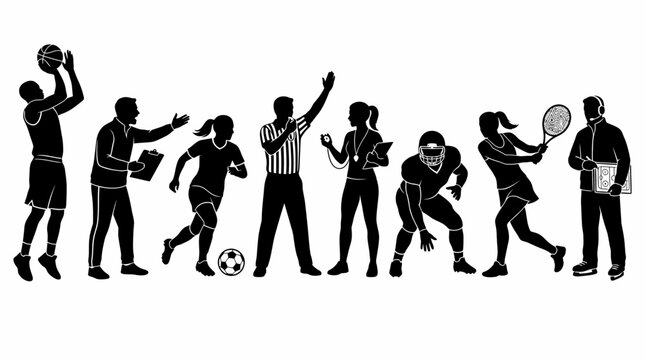 Collection of Athlete Silhouette Vectors in Various Sports Poses