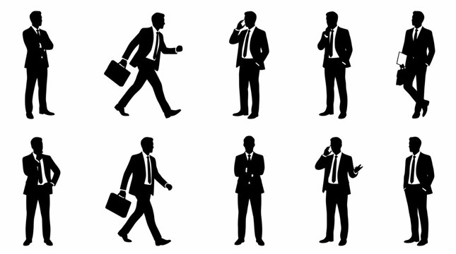 Collection of Businessman in Silhouette style Vector