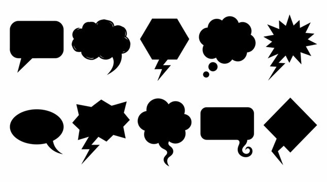 Collection of Empty Speech Bubble Shapes for Text and Dialogue Vector 
