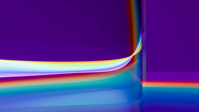 Abstract digital illustration with vibrant rainbow gradient curves