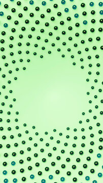 Green and blue pearls arranged in circular spiral circular pattern