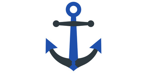 Blue and dark grey anchor icon symbolizing stability and maritime themes. © adobe king
