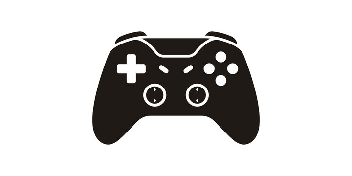Black video game controller on transparent background vector illustration for gaming.