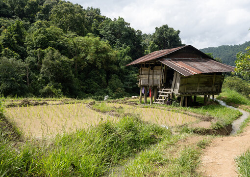 Wooden stilt house in Mae Klang Luang