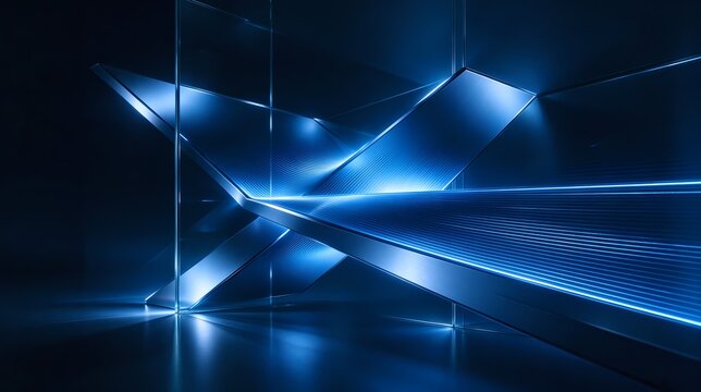 Blue futuristic abstract geometric light lines in digital space