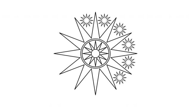 Geometric patterns of circles, hexagons, and stars