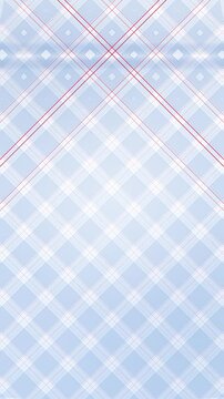 Seamless looping background with blue gingham plaid with red lines, vertical HD