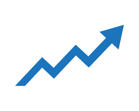 Simple blue zigzag arrow indicating upward