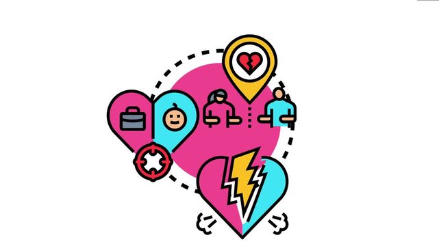 Illustration depicting the dynamic of partner engagement in relationships, focusing on shared goals like career and family, while also showing the potential for conflict or disengagement