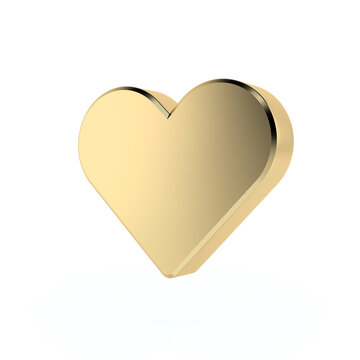 Gold Heart Icon. 3D Rendering