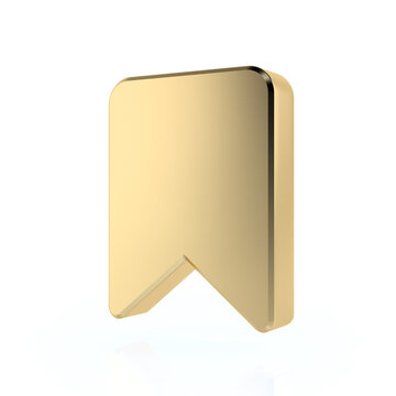 Gold Bookmark Icon. 3D Rendering